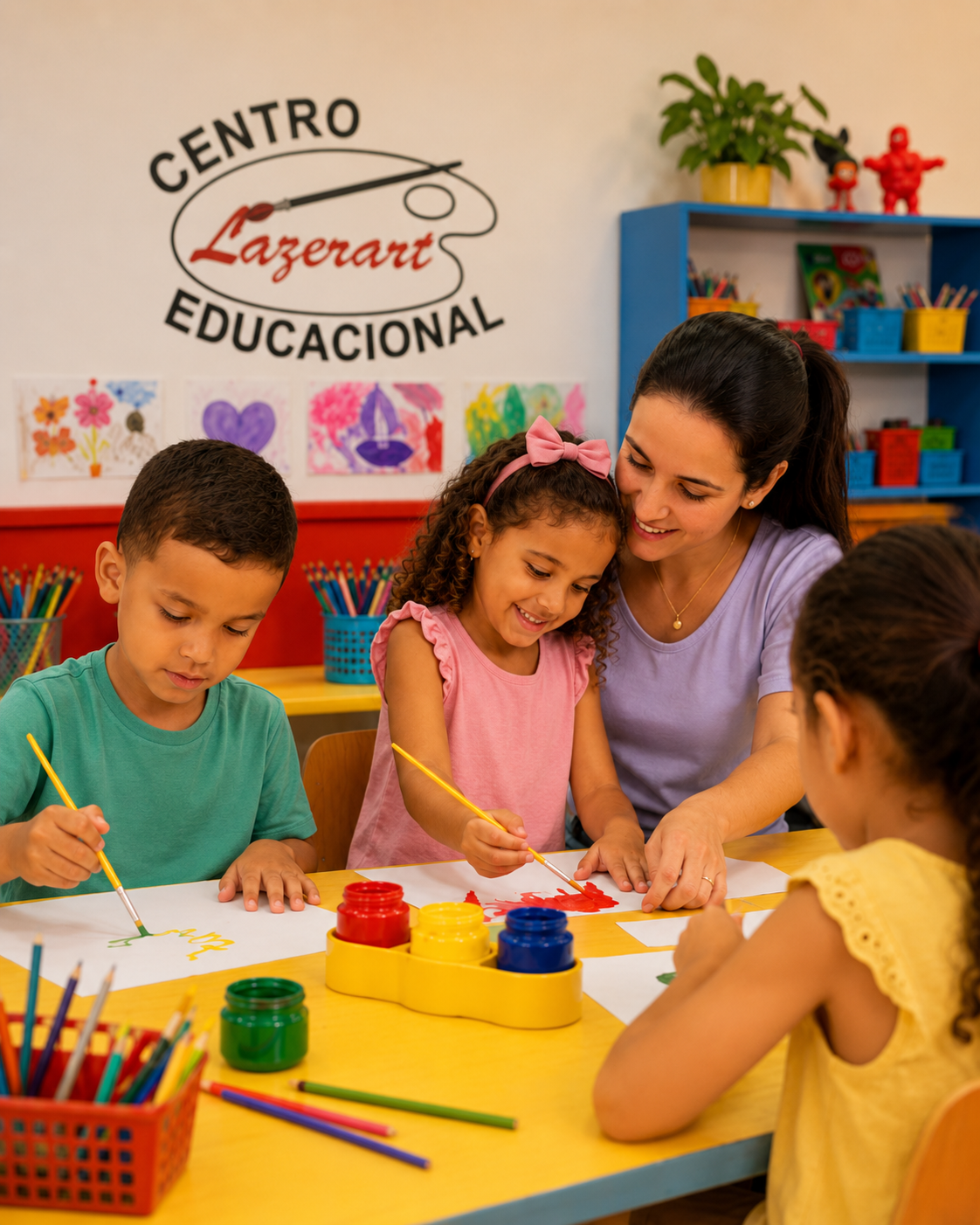 Crianças em atividade no Centro Educacional Lazerart